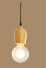 Professional Pendant Light Bulb Socket E26 / E27 Ip20  Wooden Material