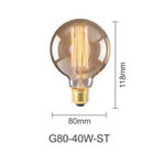 1800k Edison Filament Bulbs 40 Watt  Globe Filament Light Vintage G80