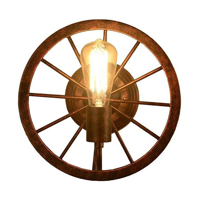 Metal Vintage Filament Bulb Wall Lights E27 Round Turntable Style Energy Saving