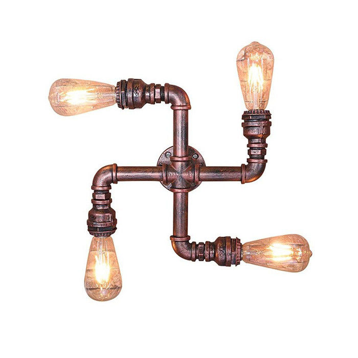 E27 Antique Filament Bulb Wall Lights Metal Water Pipe Wall Light Sconces
