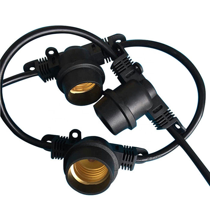 Black 48ft Waterproof Decorative String Lighting Vintage 15 Heads E26 E27 Sockets
